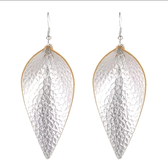 Leather Water Drop Earrings - Picture 2 of 2